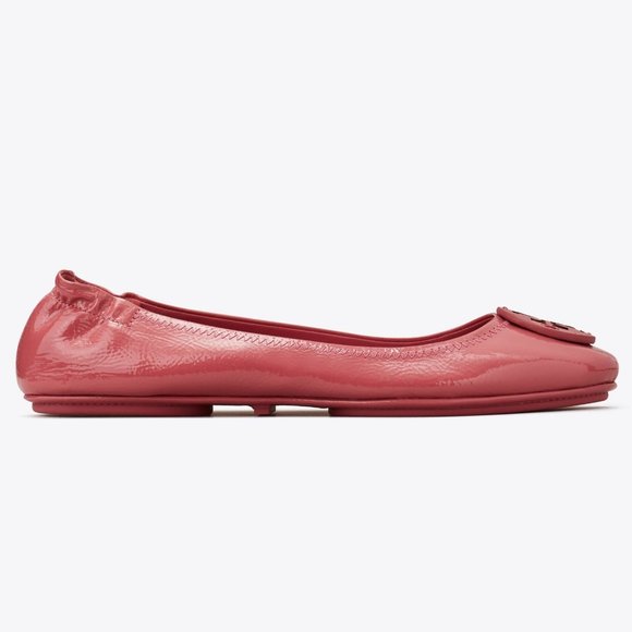 Tory Burch $228 Minnie Travel Ballet Flats Patent Washed Berry - Picture 9 of 9
